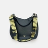 APATCHY LONDON THE HARRIET BLACK LEATHER BAG WITH GREEN & GOLD CAMO STRAP