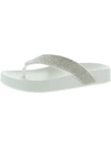Madden Girl Lola R Womens Faux Leather Thong Toe Flip-flops In White