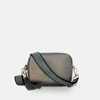 APATCHY LONDON BRONZE LEATHER CROSSBODY BAG WITH BLACK & GOLD CHEVRON STRAP