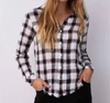 Bella Dahl Frayed Hem Button Down - Black & White Check In Black White Check In Red