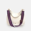 APATCHY LONDON THE HARRIET STONE LEATHER BAG WITH NAVY BOHO STRAP