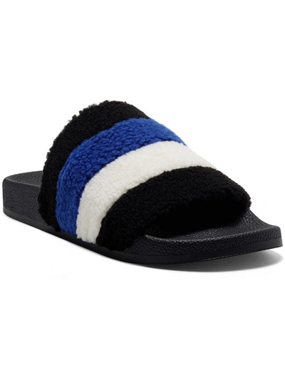 Inc Peymin 60 Womens Faux Fur Slip On Pool Slides In Black