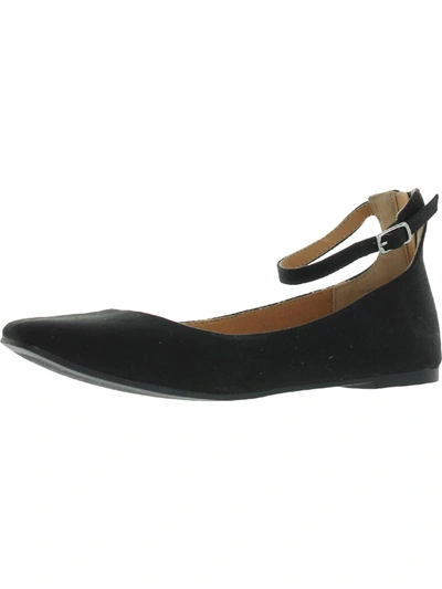 Sun + Stone Noor Womens Faux Leather Ankle Strap Flats In Black
