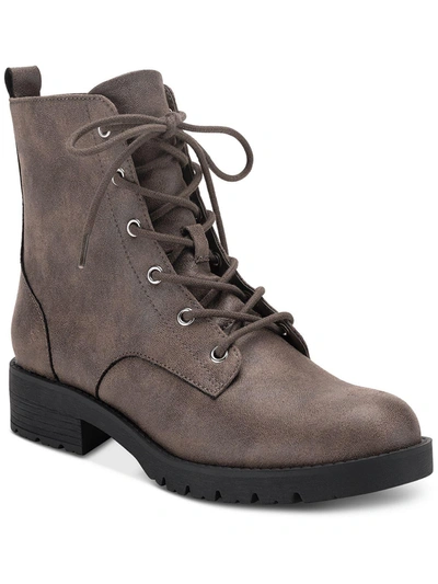 Sun + Stone Frankiee Womens Lace-up Zipper Ankle Boots In Grey