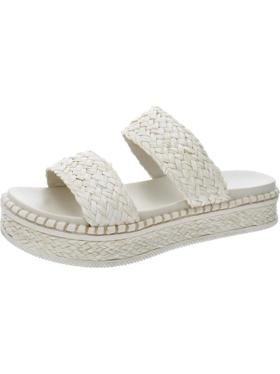 Mia Kady Womens Faux Leather Woven Slide Sandals In White