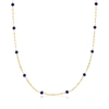 Rs Pure By Ross-simons Sapphire Bead Station Paper Clip Link Necklace In 14kt Yellow Gold In Blue