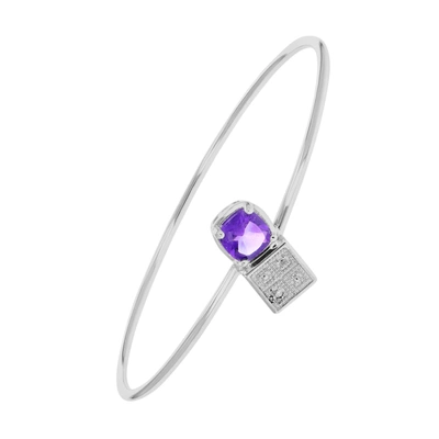 Vir Jewels 1 Cttw Purple Amethyst And Diamond Bangle Bracelet Brass Plating 7 Mm Cushion In Grey