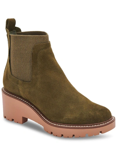 Aqua College Demi Womens Leather Lug Sole Chelsea Boots In Green