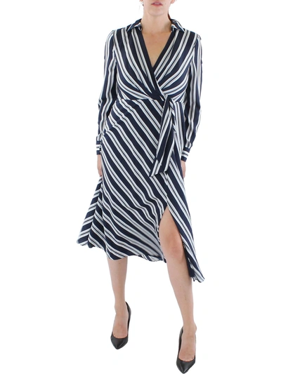 Lauren Ralph Lauren Womens Tie Front Long Maxi Dress In Grey