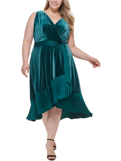 Dkny Womens Velvet Midi Wrap Dress In Blue