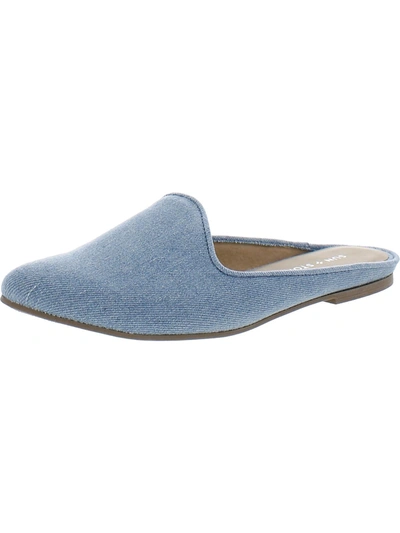 Sun + Stone Taanyaf Womens Blok Heel Loafer Mules In Blue