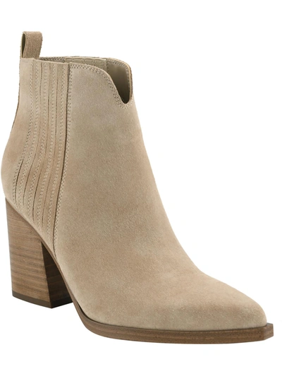 Marc Fisher Maree Womens Suede Stretch Ankle Boots In Dark Natural Suede