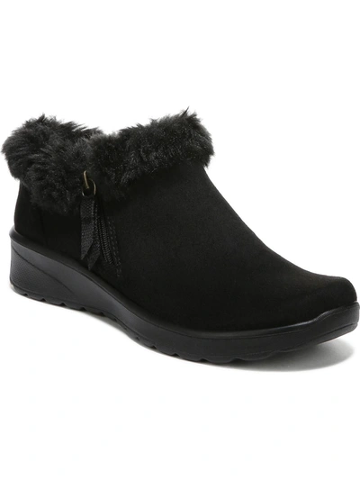 Bzees Genuine Womens Faux Shearling Padded Insole Booties In Black