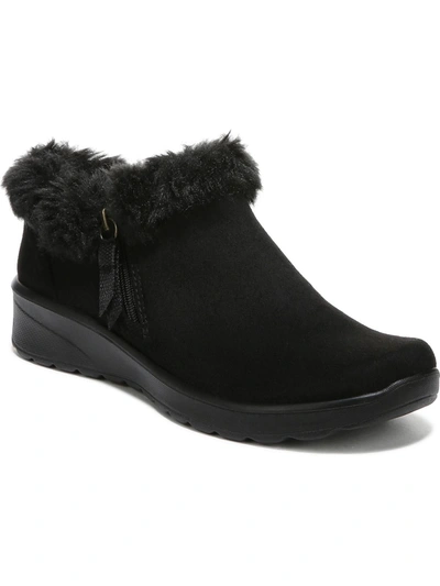 Bzees Genuine Womens Faux Shearling Padded Insole Booties In Black Twill Fabric
