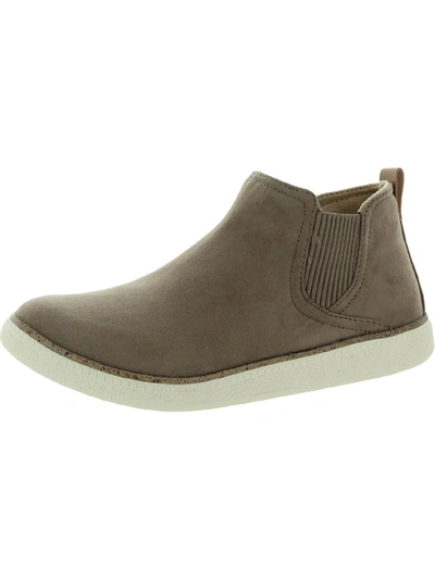 Dr. Scholl's Shoes See Me Womens Faux Suede Slip On Ankle Boots In Beige