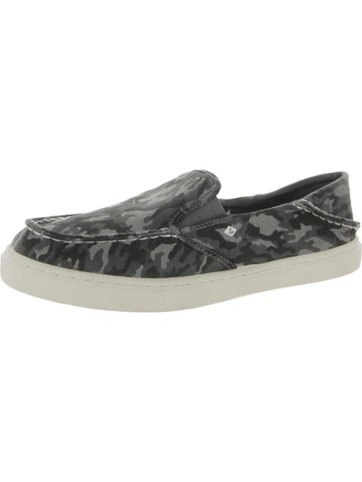 Sperry Girls Laceless Camo Slip-on Sneakers In Grey