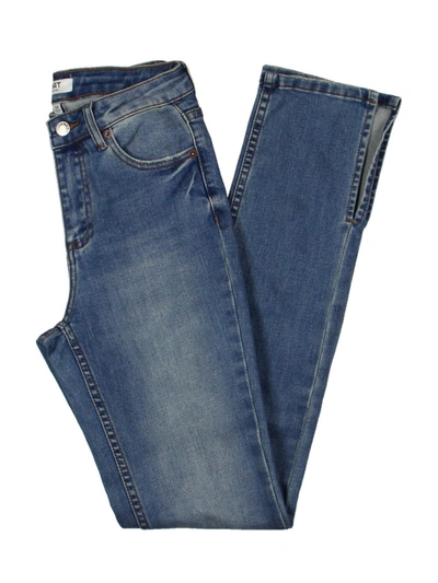 Oat New York Arki Womens Denim Split Hem Straight Leg Jeans In Blue