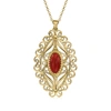 ROSS-SIMONS RED CARNELIAN OVAL PENDANT NECKLACE IN 18KT GOLD OVER STERLING