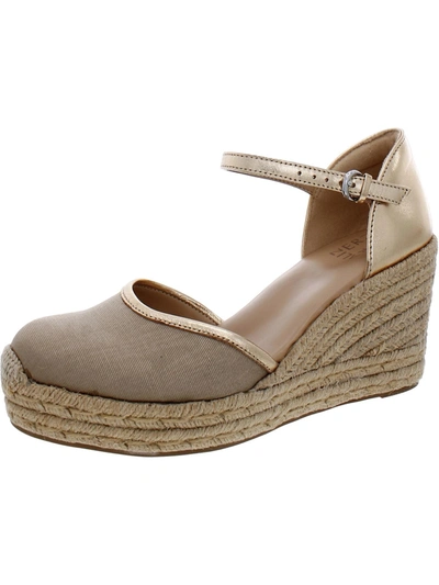 Naturalizer Bianca Womens Leather Platform Wedge Sandals In Beige