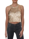 TLC SAY YES TO THE PROM JUNIORS WOMENS METALLIC EMBROIDERED CROP TOP