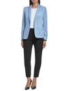 Tommy Hilfiger Womens Faux Suede Notch Collar One-button Blazer In Blue