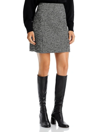Lafayette 148 Womens Herringbone Wool Mini Skirt In Black