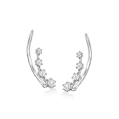 Rs Pure By Ross-simons Diamond Ear Climbers In Sterling Silver