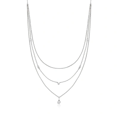 Rs Pure By Ross-simons Diamond 3-strand Necklace In Sterling Silver