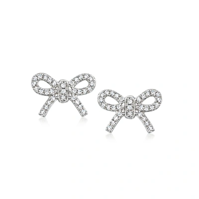 Rs Pure By Ross-simons 0. Diamond Bow Stud Earrings In Sterling Silver