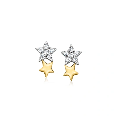 Rs Pure By Ross-simons Diamond Star Stud Earrings In 14kt Yellow Gold In Silver