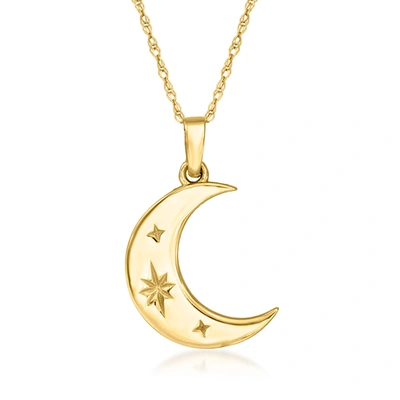 Ross-simons 14kt Yellow Gold Moon And Star Pendant Necklace
