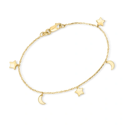 Rs Pure By Ross-simons 14kt Yellow Gold Celestial Charm Station Bracelet