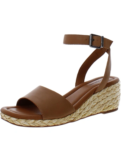 Lucky Brand Nalmo Womens Leather Ankle Strap Wedge Sandals In Brown