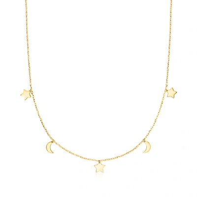 Rs Pure By Ross-simons 14kt Yellow Gold Celestial Charm Station Necklace