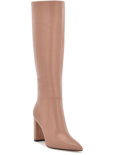 Nine West Danee Womens Solid Pointed Toe Knee-high Boots In Beige