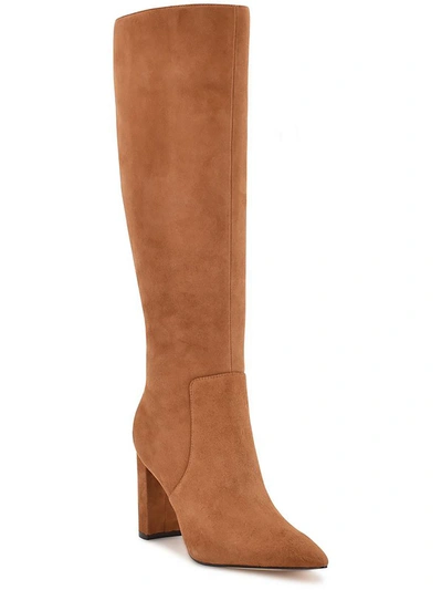 Nine West Danee Womens Solid Pointed Toe Knee-high Boots In Brown