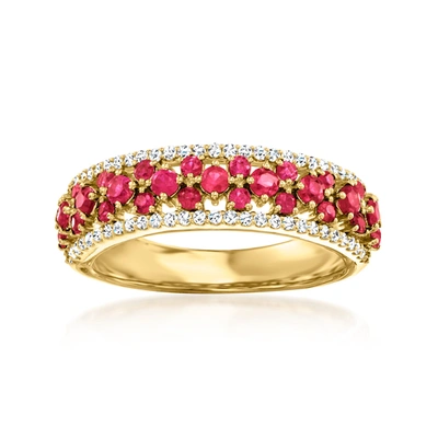 Ross-simons Ruby And . Diamond Ring In 18kt Yellow Gold In Pink