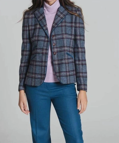 Bariloche Rose Plaid Wool Jacket In Blue/pink Plaid