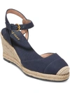 Cole Haan Womens Toe Cap Buckle Wedge Sandals In Navy Blazer