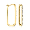 Ross-simons Diamond Rectangular Hoop Earrings In 14kt Yellow Gold In Silver