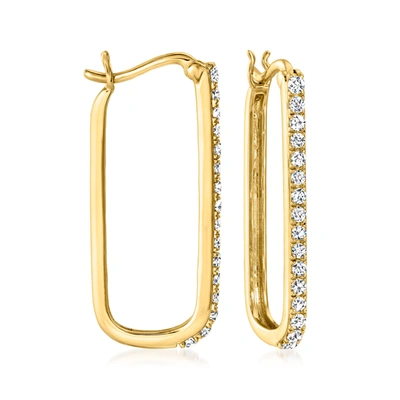 Ross-simons Diamond Rectangular Hoop Earrings In 14kt Yellow Gold In Silver