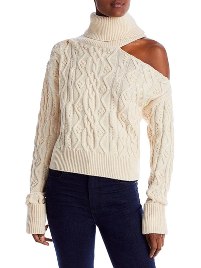 Paige Womens Wool Turtleneck Crop Sweater In Beige