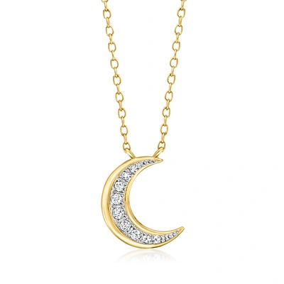 Rs Pure By Ross-simons Diamond Moon Necklace In 14kt Yellow Gold In Silver