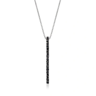 Rs Pure By Ross-simons Black Diamond Bar Pendant Necklace In Sterling Silver