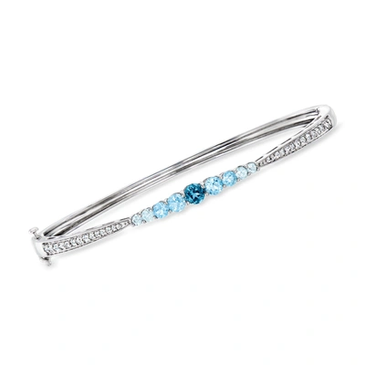 Ross-simons Tonal Blue And White Topaz Bangle Bracelet In Sterling Silver