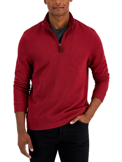 Club Room Men's Stretch Quarter-zip Fleece Sweatshirt, Created For Macy's In Cherry Pie