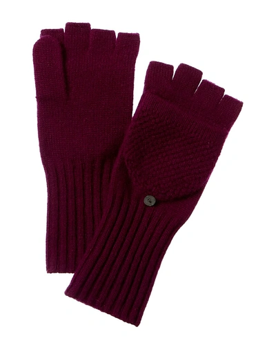 Amicale Cashmere Waffle Knit Cashmere Gloves In Red
