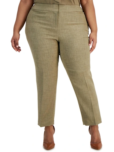 Kasper Plus Womens Slim-fit High Waist Trouser Pants In Green