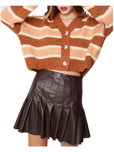 Lost + Wander Candy Says Womens Striped Crop Sweater In Brown