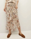 Veronica Beard Sira Silk Ruched Midi Skirt In Beige